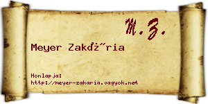Meyer Zakária névjegykártya